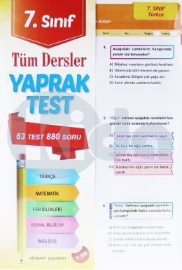 Tüm Dersler Yaprak Test-7.Sınıf, Element