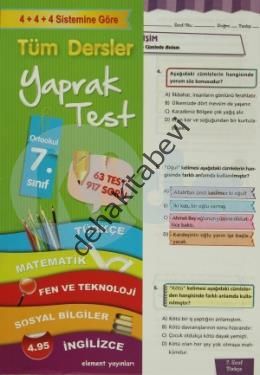 7. sınıf Tüm Dersler Yaprak Test, Element Yayınları