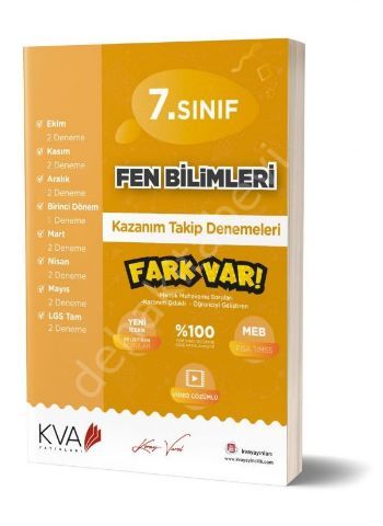 7.SINIF FEN BİLİMLERİ KAZANIM TAKİP DENEMELERİ KİT, Koray Varol Yayınlar