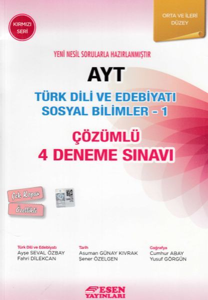 ESEN AYT ÇÖZÜMLÜ 4 DENEME TÜRK DİLİ VE EDEBİYATI-SOS.BİL.-1 KIRMIZI SERİ