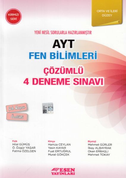 ESEN AYT ÇÖZÜMLÜ 4 DENEME FEN BİLİMLERİ KIRMIZI SERİ