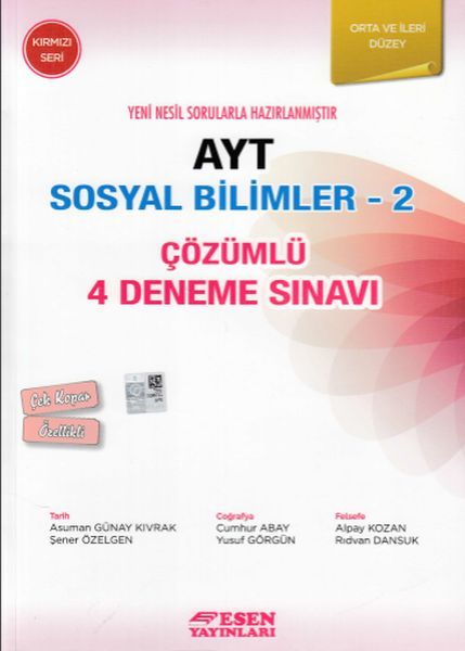 ESEN AYT ÇÖZÜMLÜ 4 DENEME SOSYAL BİLİMLER-2 KIRMIZI SERİ