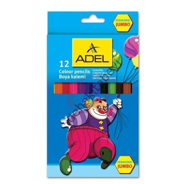 ADEL KURU BOYA JUMBO HEXA 12 RENK Tam Boy  9510