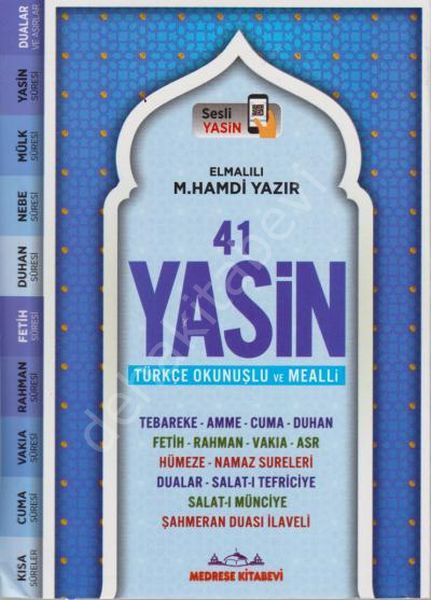 41 Yasin Türkçe Ok. ve Mealli Sesli  (Hafız By, Mavi -Pembe Kp.) , Medrese Kitapevi