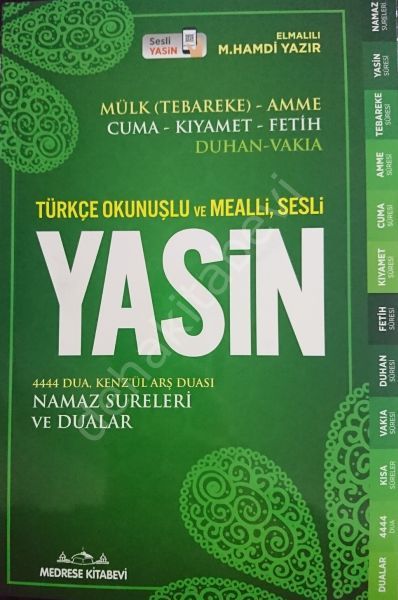 Yasin Türkçe Ok. ve Meali Sesl, Yeşil-Sarı Kapak Orta 2.hm, Medrese