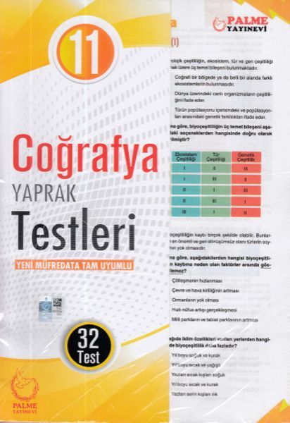 Palme 11. Sınıf Coğrafya Yaprak Testleri (32 Test)