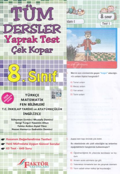 8.Sınıf Tüm Dersler Yaprak Test, Faktör Yayınları