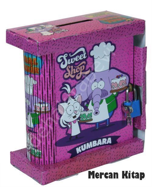 Kral Şakir - Sweet Shop Kitap Görünümlü Kilitli Ahşap Kumbara