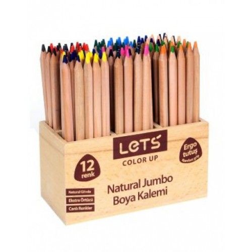 Lets 12 Renk Neon Boya Kalemi 108'li Ahşap Stand
