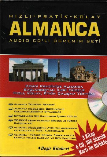 Hızlı Pratik Kolay Almanca Audio CDli Öğrenim Seti 3 Kitap 6 CD 108 Sözcük Kartı ile Birlikte