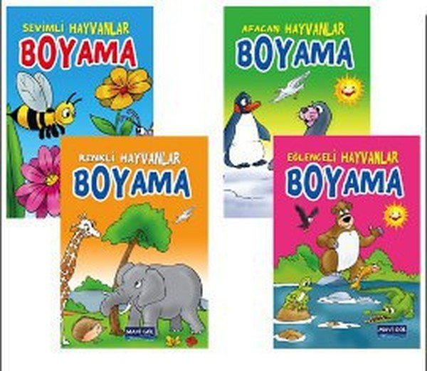 Mavi Göl Hayvanlar Boyama (4 Kitap)