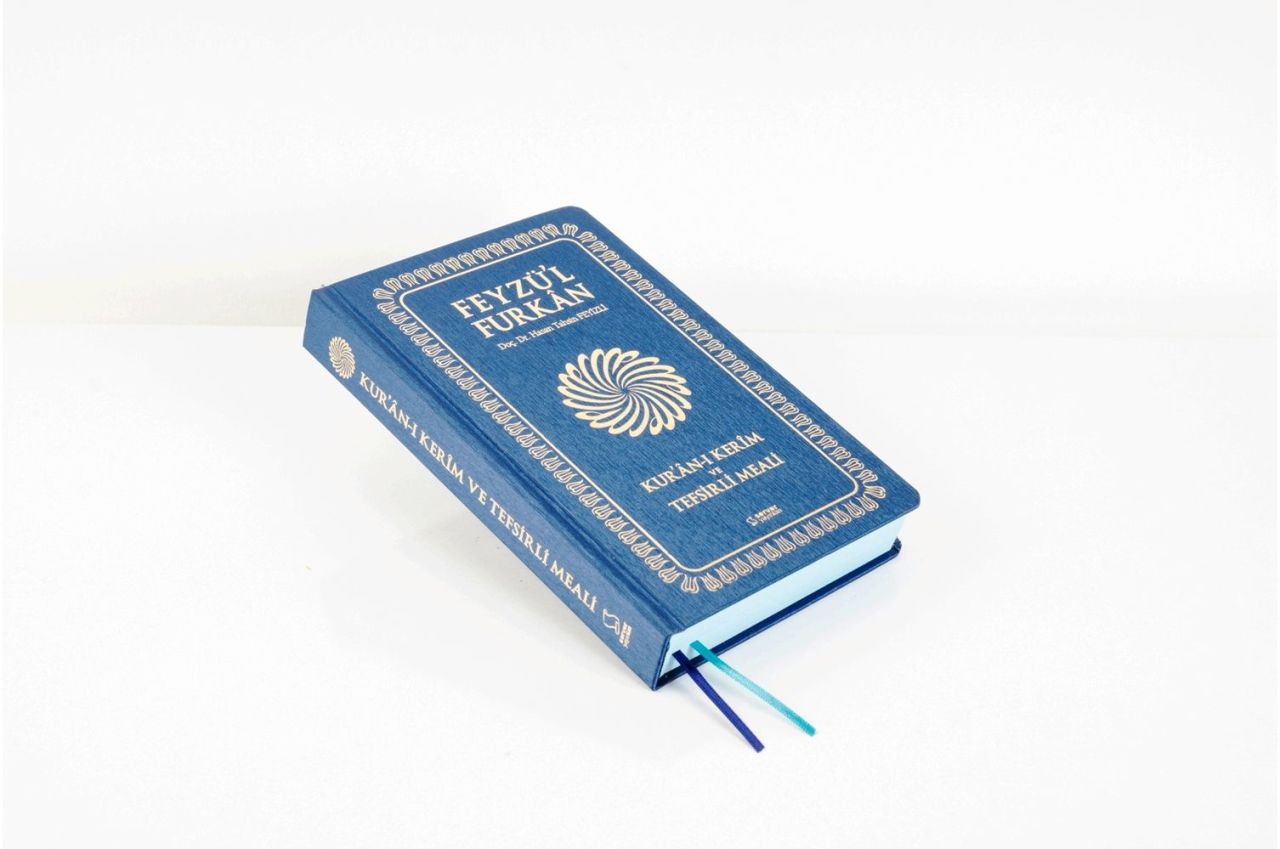 Feyzü'l Furkan Kur'an-ı Kerim ve Tefsirli Meali - Orta Boy - Sert Kapak (Diyanet Mühürlü) Mavi Renk