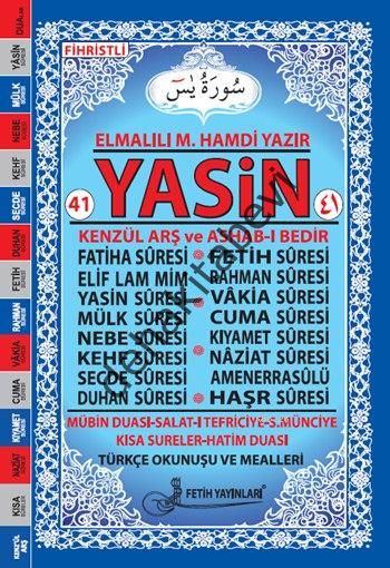 41 Yasin Türkçe Okunuşlu Mealli (Orta boy,kod;F003)