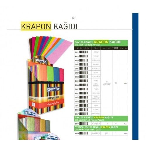 GIPTA KRAPON 50*200 CM 10 LU 10 RENK KARIŞIK