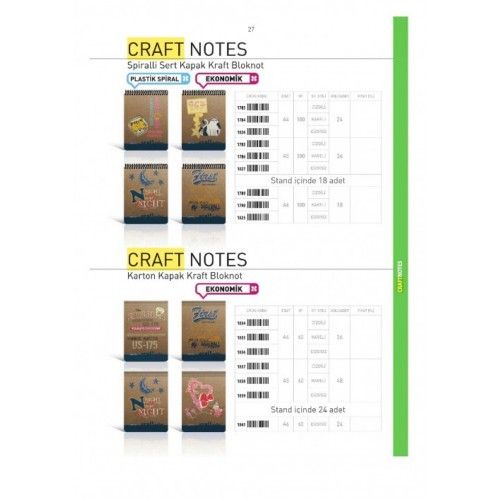 Craft Notes Spiralli Sert Kapak Defter A6 100 Yaprak Kareli