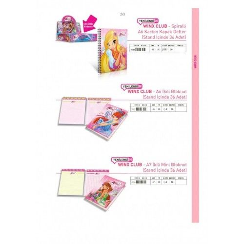 WINX CLUB SPİRALLİ A6 KARTON KAPAK DEFTER