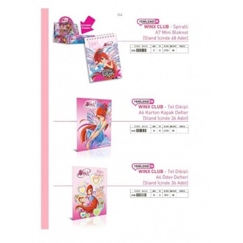 WINX CLUB TEL DİKİŞLİ A6 ÖDEV DEFTERİ
