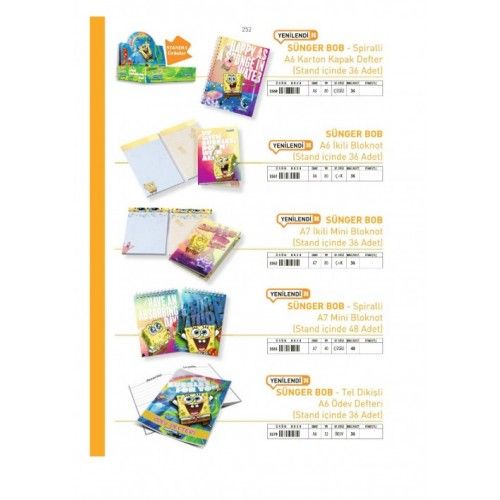 SÜNGER BOB SİPİRALLİ A6 KARTON KAPAK DEFTER