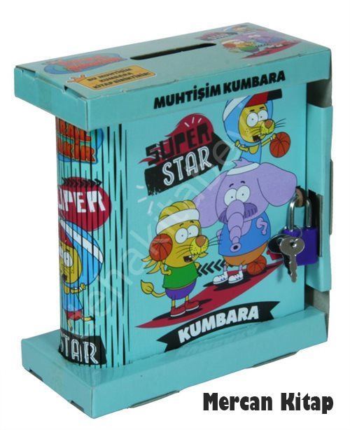 Kral Şakir - Süper Star Kitap Görünümlü Kilitli Ahşap Kumbara