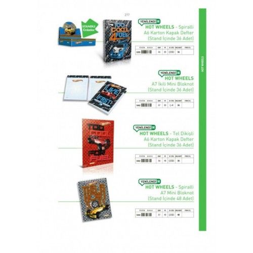 HOT WHEELS SİPİRALLİ A7 KARTON KAPAK DEFTER