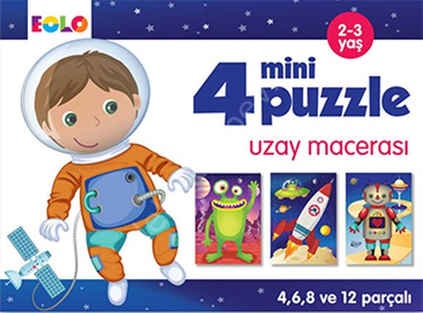 4 Mini Puzzle Uzay Macerası (2-3 Yaş), Eolo