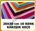 MİKRO KEÇE-011 10 Renk Karışık Keçe 20X30 CM