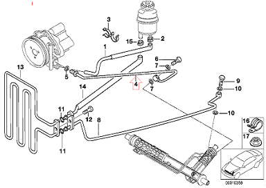 Bmw E39/E46/X5 E53 M52/54 Motor Direksiyon Pomba Basınç Hortumu