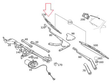 Mercedes W203 Ön Silecek Süpürgesi Sol