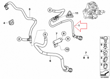 Bmw F10/f11/f28 N47N Motor Benzin Hortumu/Yakıt Hortumu