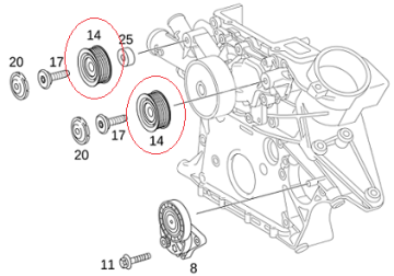 Vito W639/Viano/W638/Sprinter W906 611/646 Motor  V Kayış Gergi Bilyası/Kanallı Bilyası/Gergi Rulmanı