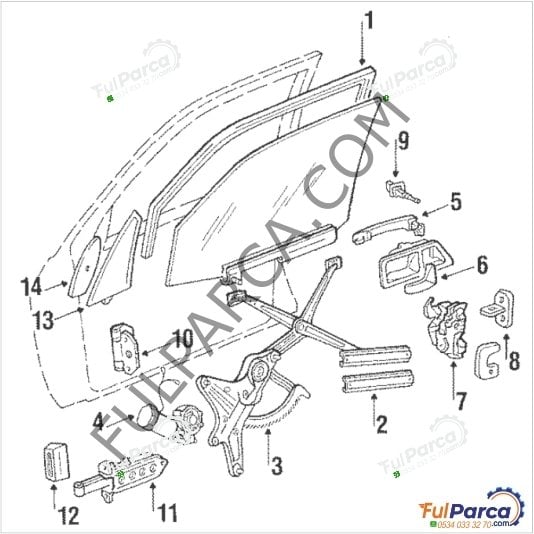 Mercedes W201 190 Cam Fitili/Sol Ön Kapı İç Orjinal Yıldızlı