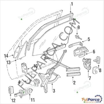 Mercedes W201 190 Cam Fitili/Sol Ön Kapı İç Orjinal Yıldızlı
