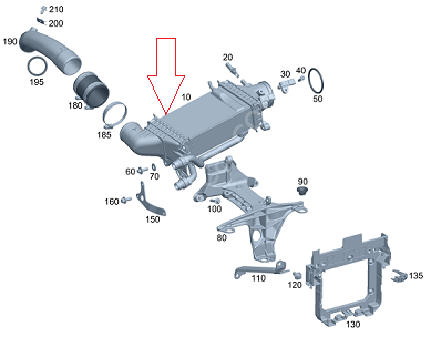Mercedes W205 274 Motor İntercool Radyatörü/Turbo Radyatörü/TURBOSARJ