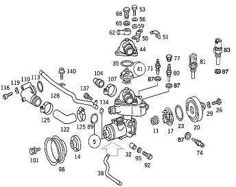 Mercedes W124/W201/W140 104 Motor Devirdaim Su Pompası