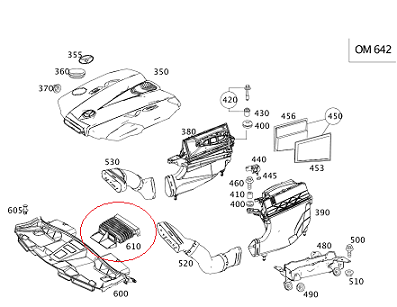 Mercedes w212 642 Motor Hava Hotumu/Hava Borusu/Luft Kanal