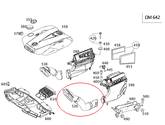 Mercedes W212 642 Motor Hava Hotumu/Hava Borusu Sol