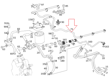Mercedes W212 642 Motor  Mazot Hotumu/Yakıt Geri Dönüş Hortumu