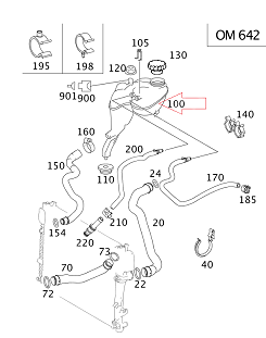 Mercedes W221 642 Motor Radyatör Yedek Su Deposu/Genleşme Kabı