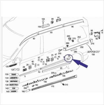 Vito W639 Arka Çamurluk Çıtası/Kaplama/SAĞ Badem/Bakalit