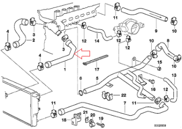 Bmw E38/E39 M52 Motor Su Hortumu/Radyatör Alt Hortumu