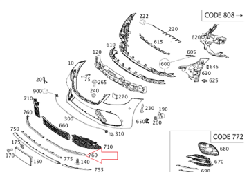 Mercedes S Glass W222 AMG Ön Tampon Alt Nikelajı Sol/Süs Çıtası Sağ Üst