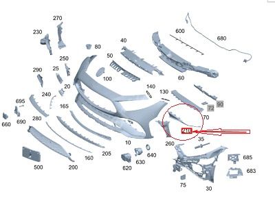 Mercedes CLS W257 4Matik Ön Tampon Süs Çıtası SAĞ