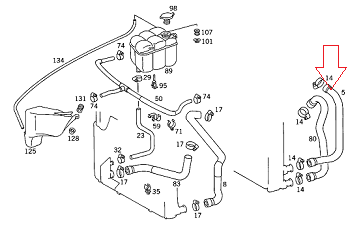 Mercedes W140 104 Motor Radyatör Üst Hortumu