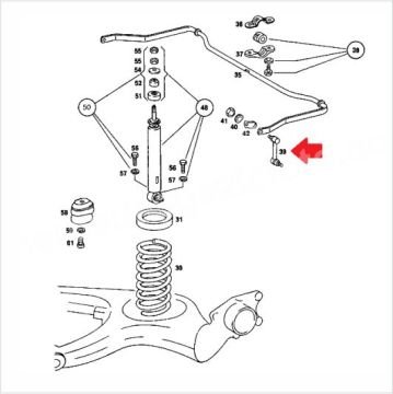 Mercedes W115/W116 Arka Viraj Askı Rotu/Arka Rot/Z Rot