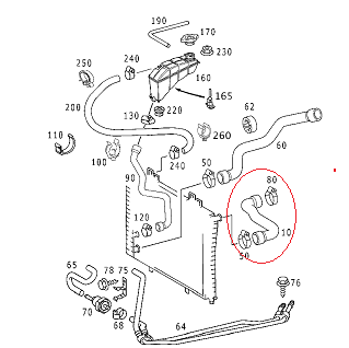 Mercedes W210 612 Motor Radyatörü Üst Hortumu
