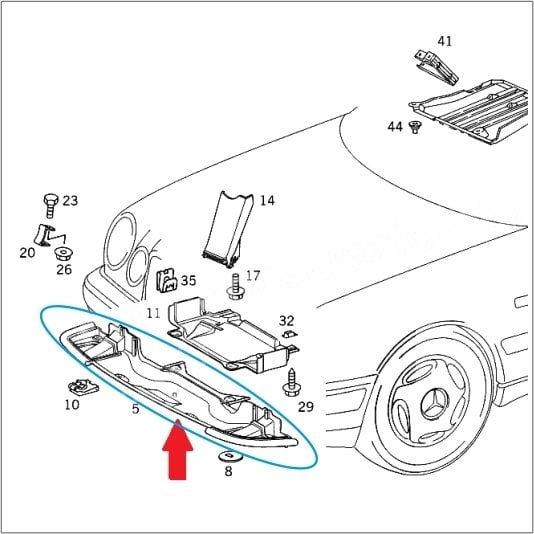 Mercedes W210 96/99  Ön Alt Muhafaza-Ön Tampon Alt Muhafaza-Yarasa Alt Bakalit