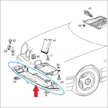Mercedes W210 96/99  Ön Alt Muhafaza-Ön Tampon Alt Muhafaza-Yarasa Alt Bakalit