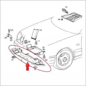 Mercedes W210 96/99  Ön Alt Muhafaza-Ön Tampon Alt Muhafaza-Yarasa Alt Bakalit