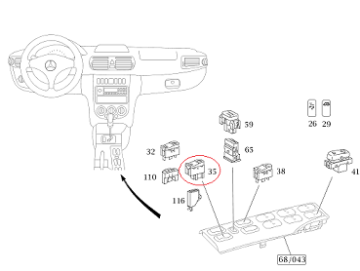 Vaneo W414 Cam Düğmesi/Cam Kaldırma Şalteri Sağ