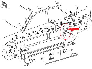 Mercedes W201 Çamurluk Bakaliti/Çamurluk Kaplaması/Bakalit SOL
